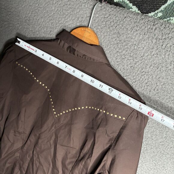 WRANGLER x YELLOW ROSE by Kendra Scott Rodeo Shirt Women M Brown Studded Western - Picture 11 of 12